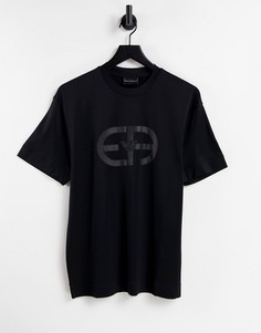 Черная футболка с крупным логотипом на груди Emporio Armani-Черный цвет