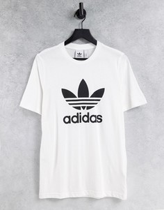 Белая футболка с крупным логотипом adidas Originals adicolor-Белый