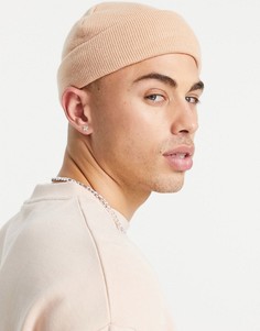 Бледно-оранжевая миниатюрная шапка-бини в рыбацком стиле ASOS DESIGN-Розовый цвет