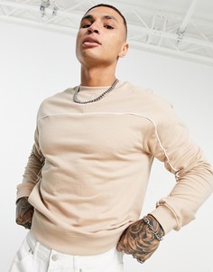 Свитшот в стиле oversized бежевого цвета с кантом от комплекта ASOS DESIGN-Светло-бежевый цвет