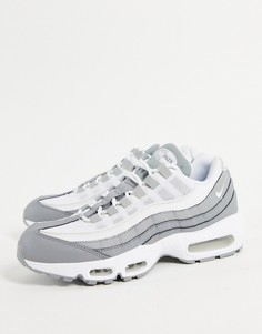 Серые с белым кроссовки Nike Air Max 95 Ess-Серый