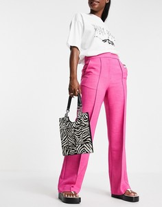 Ярко-розовые строгие брюки прямого кроя Topshop-Розовый цвет
