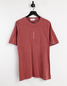 Бордовая oversized-футболка с вертикальным принтом "Wherever" Topman-Красный