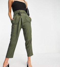 Зауженные брюки до щиколотки с завязкой на поясе ASOS DESIGN Tall-Зеленый цвет