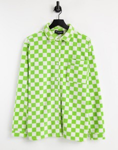 Oversized-рубашка из флиса в шахматную клетку New Girl Order-Зеленый цвет