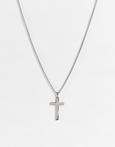 Серебристое ожерелье с крестиком из нержавеющей стали Icon Brand-Серебристый