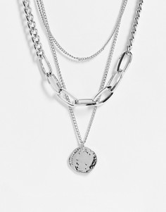 Серебристое ожерелье-цепочка с подвеской в виде кристалла Topshop-Серебристый