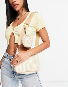 Сумка через плечо телесного цвета с кошельком для монет My Accessories London-Светло-бежевый цвет