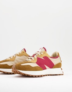 Кроссовки светло-коричневого и розового цветов New Balance 327-Серый