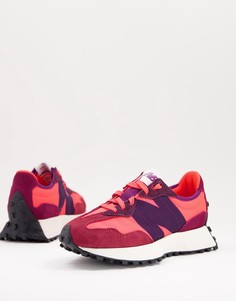 Розовые с красным кроссовки New Balance 327-Розовый цвет