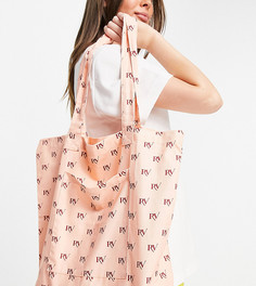 Розовая парусиновая сумка-тоут с монограммами по всей поверхности Reclaimed Vintage Inspired-Розовый цвет