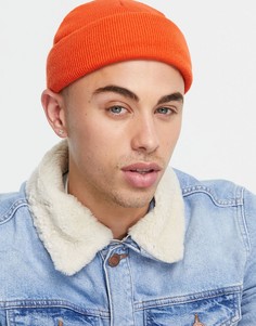 Ярко-оранжевая маленькая шапка-бини ASOS DESIGN-Оранжевый цвет