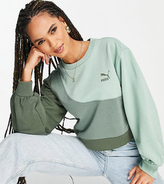 Зеленый oversized-свитшот в стиле колор блок PUMA Convey – эксклюзивно для ASOS-Зеленый цвет