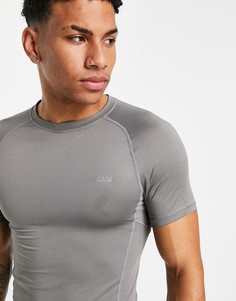 Серая обтягивающая футболка из быстросохнущей ткани с логотипом ASOS 4505-Серый