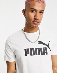Белая футболка с короткими рукавами и крупным логотипом PUMA Essentials-Белый