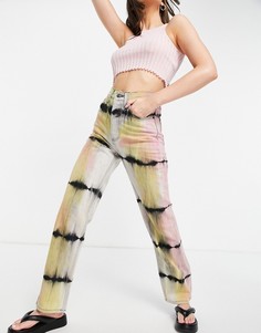 Многоцветные выбеленные джинсы с принтом тай-дай Topshop-Multi