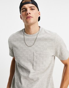 Кремовая трикотажная oversized-футболка в решетчатую клетку Topman-Белый