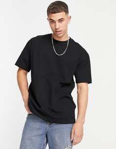 Черная oversized-футболка с контрастной строчкой Topman-Черный цвет