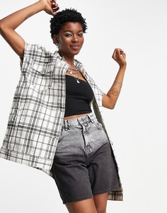 Джинсовый oversized-жилет в клетку от комплекта Topshop-Multi