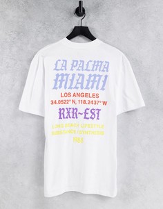 Черная футболка с графическим принтом на спине River Island-Белый