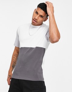 Белая футболка узкого кроя в стиле колор блок River Island-Белый