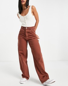 Кирпичные oversized-джинсы в винтажном стиле Topshop-Красный