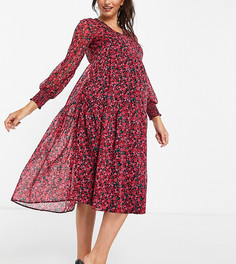 Свободное ярусное платье с цветочным принтом New Look Maternity-Разноцветный