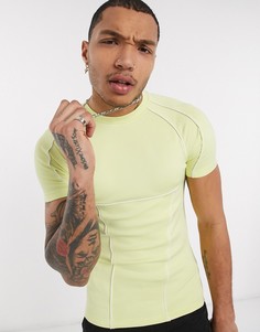 Желтая облегающая футболка с контрастной строчкой ASOS DESIGN-Желтый