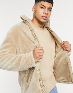 Светло-бежевая куртка из искусственного меха ASOS Unrvlld Spply-Neutral