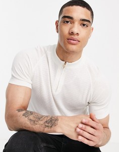 Белая трикотажная футболка-поло с высоким воротом Topman-Белый