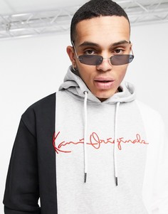 Разноцветный худи в стиле колор блок серого цвета Karl Kani Originals-Серый