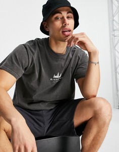 Черная выбеленная футболка с принтом "Manhattan" Topman-Черный цвет