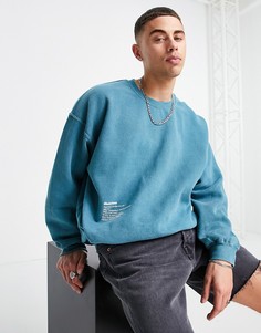 Зеленый oversized свитшот с принтом "Illustrious" Topman-Зеленый цвет