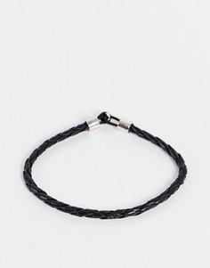 Плетеный кожаный браслет Bolongaro Trevor-Черный цвет