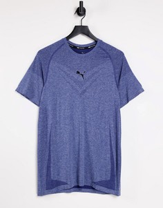 Голубая футболка из технологичного трикотажа PUMA Training Evo Knit-Голубой