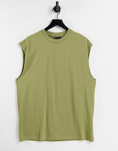 Oversized-футболка без рукавов цвета хаки ASOS DESIGN-Зеленый цвет