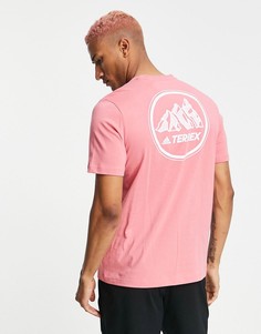 Розовая футболка adidas Terrex Mountain GFX-Розовый цвет