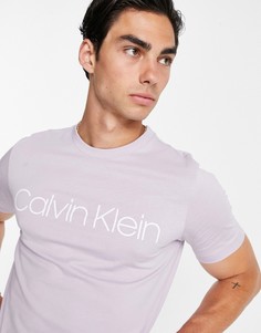 Сиреневая футболка с крупным логотипом на груди Calvin Klein-Фиолетовый цвет