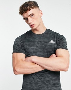 Черная футболка с 3 полосками и градиентным принтом adidas Training-Черный цвет