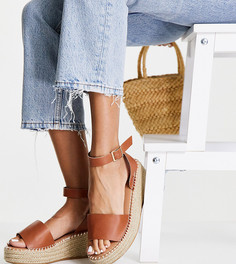 Светло-коричневые эспадрильи на плоской платформе для широкой стопы New Look Wide Fit-Коричневый цвет