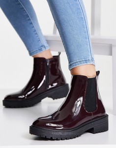 Красные лакированные ботинки челси на толстой подошве New Look-Красный