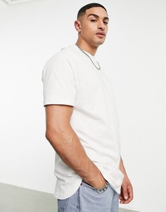 Кремово-белая длинная свободная футболка с ассиметричным низом ASOS DESIGN-Белый