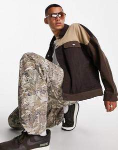 Коричневая джинсовая oversized-куртка в стиле вестерн со вставками ASOS DESIGN-Коричневый цвет