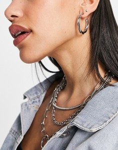 Серебристые витые серьги-кольца Topshop-Серебристый