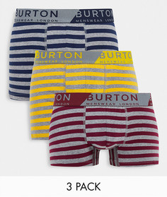 Набор из 3 боксеров-брифов с разноцветными полосками Burton-Серый