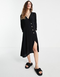 Черное платье на пуговицах Monki-Черный цвет