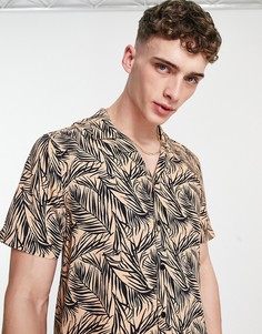 Рубашка оранжевого цвета с короткими рукавами и цветочным принтом New Look-Оранжевый цвет