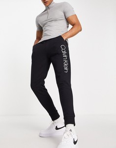 Черные джоггеры с манжетами и крупным логотипом Calvin Klein-Черный цвет
