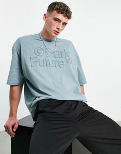 Серая футболка в стиле oversized с тисненым 3D-логотипом ASOS Dark Future-Серый