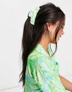 Зеленая заколка для волос с принтом завитков ASOS DESIGN-Зеленый цвет